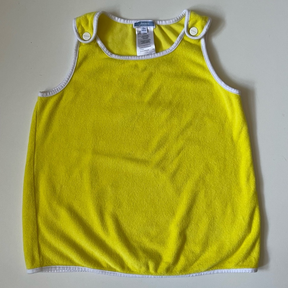 Jacadi Girls Yellow Terry Tank Top with White Trim - Size 10Y